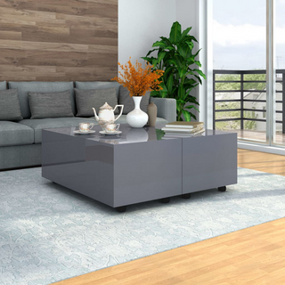 vidaXL Coffee Table High Gloss Grey 100x100x35 cm - Giant Lobelia