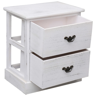 vidaXL Bedside Cabinet White 38x28x45 cm Paulownia Wood - Giant Lobelia