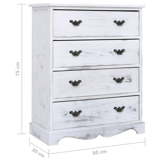 vidaXL Drawer Cabinet White 60x30x75 cm Wood - Giant Lobelia