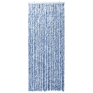 vidaXL Insect Curtain Blue, White and Silver 90x220 cm Chenille - Giant Lobelia