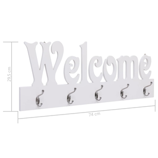 vidaXL Wall Mounted Coat Rack WELCOME White 74x29.5 cm - Giant Lobelia