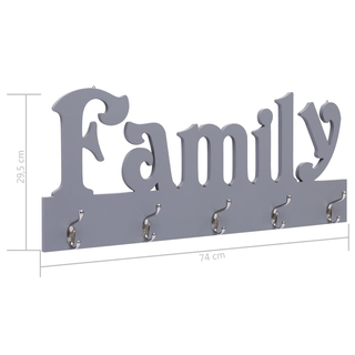 vidaXL Wall Mounted Coat Rack FAMILY Grey 74x29.5 cm - Giant Lobelia