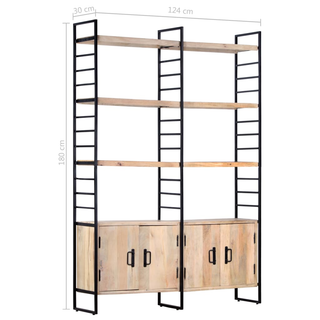 4-Tier Bookcase 124x30x180 cm Solid Mango Wood - Giant Lobelia