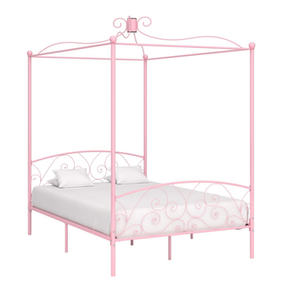 Canopy Bed Frame Pink Metal 140x200 cm - Giant Lobelia