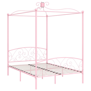 Canopy Bed Frame Pink Metal 140x200 cm - Giant Lobelia