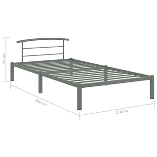 Bed Frame Grey Metal 100x200 cm - Giant Lobelia