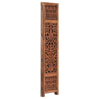 vidaXL Hand Carved 3-Panel Room Divider Brown 120x165 cm Solid Mango Wood - Giant Lobelia