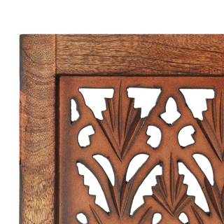 vidaXL Hand Carved 3-Panel Room Divider Brown 120x165 cm Solid Mango Wood - Giant Lobelia