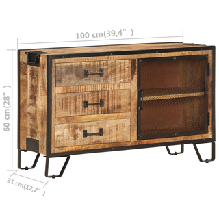 vidaXL Sideboard 100x31x60 cm Solid Rough Mango Wood - Giant Lobelia