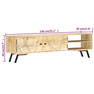 vidaXL TV Cabinet 140x30x40 cm Solid Mango Wood - Giant Lobelia