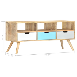 vidaXL TV Cabinet 110x35x48 cm Solid Mango Wood - Giant Lobelia