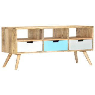 vidaXL TV Cabinet 110x35x48 cm Solid Mango Wood - Giant Lobelia