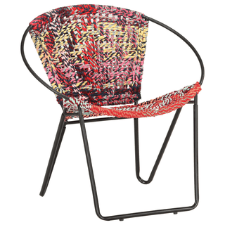 vidaXL Circle Chair Multicolours Chindi Fabric - Ergonomic Design, Handwoven Cotton Upholstery, Sturdy Steel Frame - Giant Lobelia