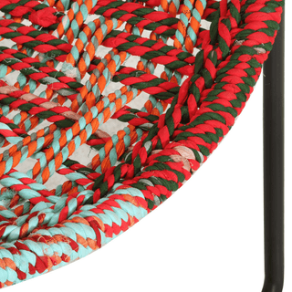 vidaXL Circle Chair Multicolours Chindi Fabric - Ergonomic Design, Handwoven Cotton Upholstery, Sturdy Steel Frame - Giant Lobelia