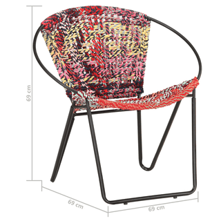 vidaXL Circle Chair Multicolours Chindi Fabric - Ergonomic Design, Handwoven Cotton Upholstery, Sturdy Steel Frame - Giant Lobelia