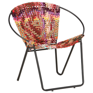 vidaXL Circle Chair Multicolours Chindi Fabric - Ergonomic Design, Handwoven Cotton Upholstery, Sturdy Steel Frame - Giant Lobelia