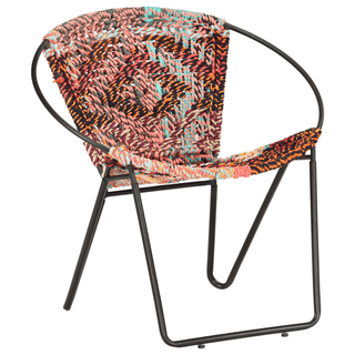 vidaXL Circle Chair Multicolours Chindi Fabric - Ergonomic Design, Handwoven Cotton Upholstery, Sturdy Steel Frame - Giant Lobelia