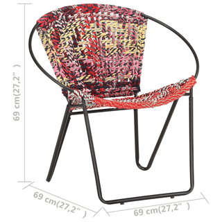 vidaXL Circle Chair Multicolours Chindi Fabric - Ergonomic Design, Handwoven Cotton Upholstery, Sturdy Steel Frame - Giant Lobelia