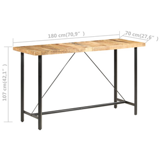 Bar Table 180x70x107 cm Rough Mango Wood - Giant Lobelia