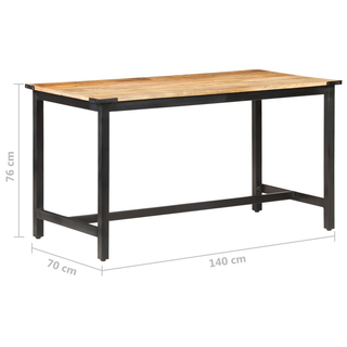 vidaXL Dining Table 140x70x76 cm Solid Rough Mango Wood - Giant Lobelia