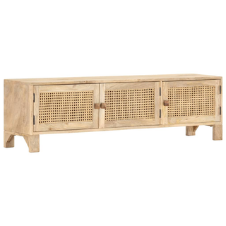 vidaXL TV Cabinet 140x30x40 cm Solid Mango Wood and Natural Cane - Giant Lobelia