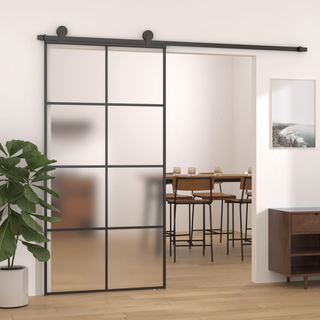 vidaXL Sliding Door Aluminium and ESG Glass 102.5x205 cm Black - Giant Lobelia