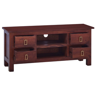 TV Cabinet Classical Brown 100x30x45 cm Solid Mahogany Wood - Giant Lobelia