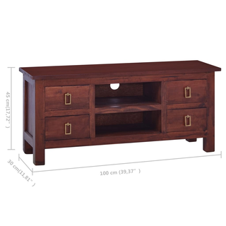 TV Cabinet Classical Brown 100x30x45 cm Solid Mahogany Wood - Giant Lobelia