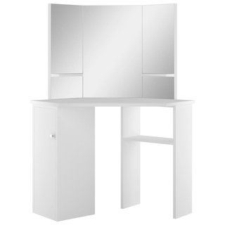 Corner Dressing Table Cosmetic Table Make-up Table White - Giant Lobelia