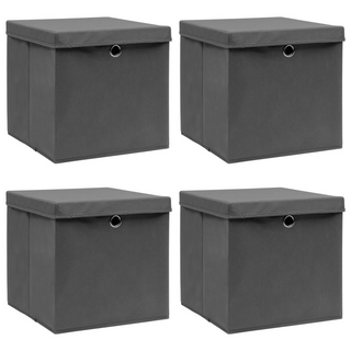 vidaXL Storage Boxes with Lids 4 pcs Grey 32x32x32 cm Fabric - Giant Lobelia