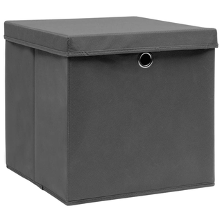 vidaXL Storage Boxes with Lids 4 pcs Grey 32x32x32 cm Fabric - Giant Lobelia