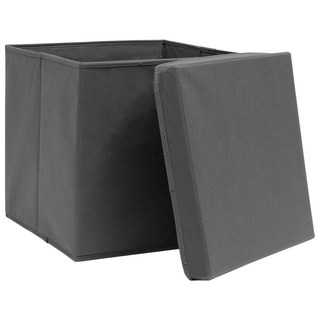 vidaXL Storage Boxes with Lids 4 pcs Grey 32x32x32 cm Fabric - Giant Lobelia