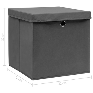 vidaXL Storage Boxes with Lids 4 pcs Grey 32x32x32 cm Fabric - Giant Lobelia