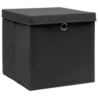 vidaXL Storage Boxes with Lids 10 pcs Black 32x32x32 cm Fabric - Giant Lobelia