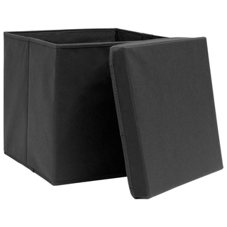 vidaXL Storage Boxes with Lids 10 pcs Black 32x32x32 cm Fabric - Giant Lobelia