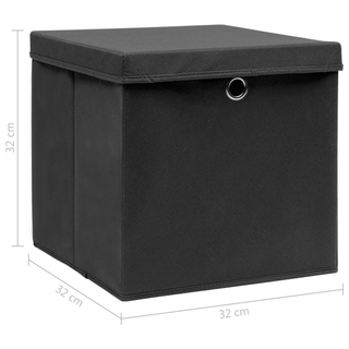 vidaXL Storage Boxes with Lids 10 pcs Black 32x32x32 cm Fabric - Giant Lobelia