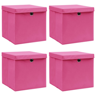 vidaXL Storage Boxes with Lids 4 pcs Pink 32x32x32 cm Fabric - Giant Lobelia