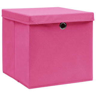 vidaXL Storage Boxes with Lids 4 pcs Pink 32x32x32 cm Fabric - Giant Lobelia