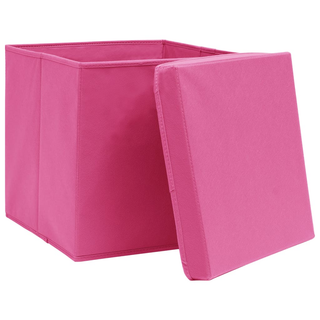 vidaXL Storage Boxes with Lids 4 pcs Pink 32x32x32 cm Fabric - Giant Lobelia