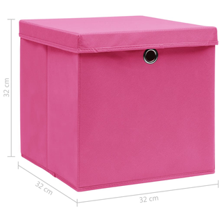 vidaXL Storage Boxes with Lids 4 pcs Pink 32x32x32 cm Fabric - Giant Lobelia