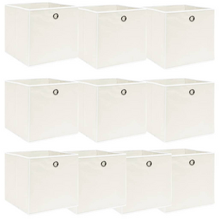 vidaXL Storage Boxes 10 pcs White 32x32x32 cm Fabric - Giant Lobelia