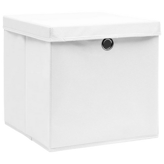 vidaXL Storage Boxes with Lids 10 pcs White 32x32x32 cm Fabric - Giant Lobelia