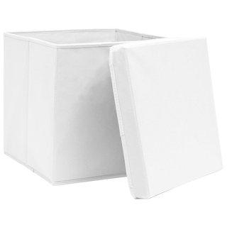 vidaXL Storage Boxes with Lids 10 pcs White 32x32x32 cm Fabric - Giant Lobelia