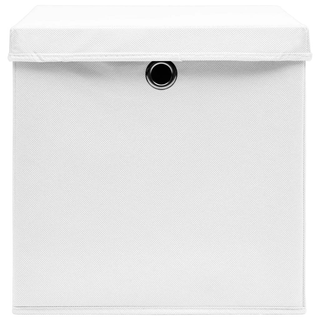 vidaXL Storage Boxes with Lids 10 pcs White 32x32x32 cm Fabric - Giant Lobelia