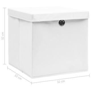 vidaXL Storage Boxes with Lids 10 pcs White 32x32x32 cm Fabric - Giant Lobelia