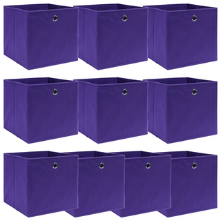 vidaXL Storage Boxes 10 pcs Purple 32x32x32 cm Fabric - Giant Lobelia