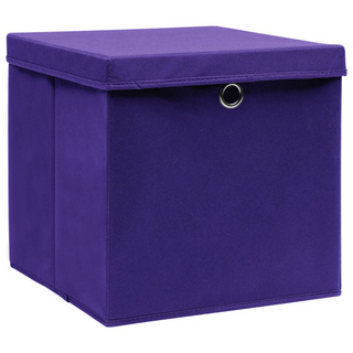 vidaXL Storage Boxes with Lids 10 pcs Purple 32x32x32 cm Fabric - Giant Lobelia