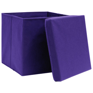 vidaXL Storage Boxes with Lids 10 pcs Purple 32x32x32 cm Fabric - Giant Lobelia