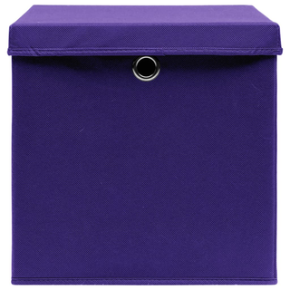 vidaXL Storage Boxes with Lids 10 pcs Purple 32x32x32 cm Fabric - Giant Lobelia