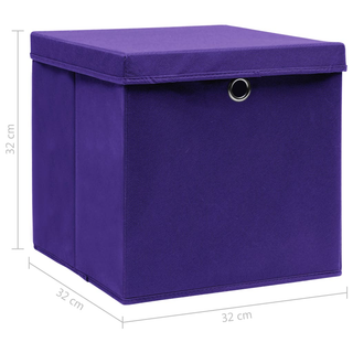 vidaXL Storage Boxes with Lids 10 pcs Purple 32x32x32 cm Fabric - Giant Lobelia